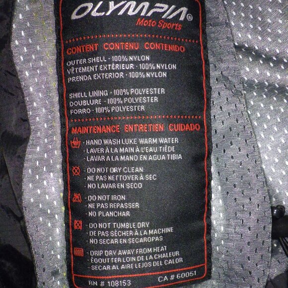 Olympia Motor Sports Jacket Men's S Black Orange Motorcycle Hooded Full Zip Lite - Picture 5 of 8